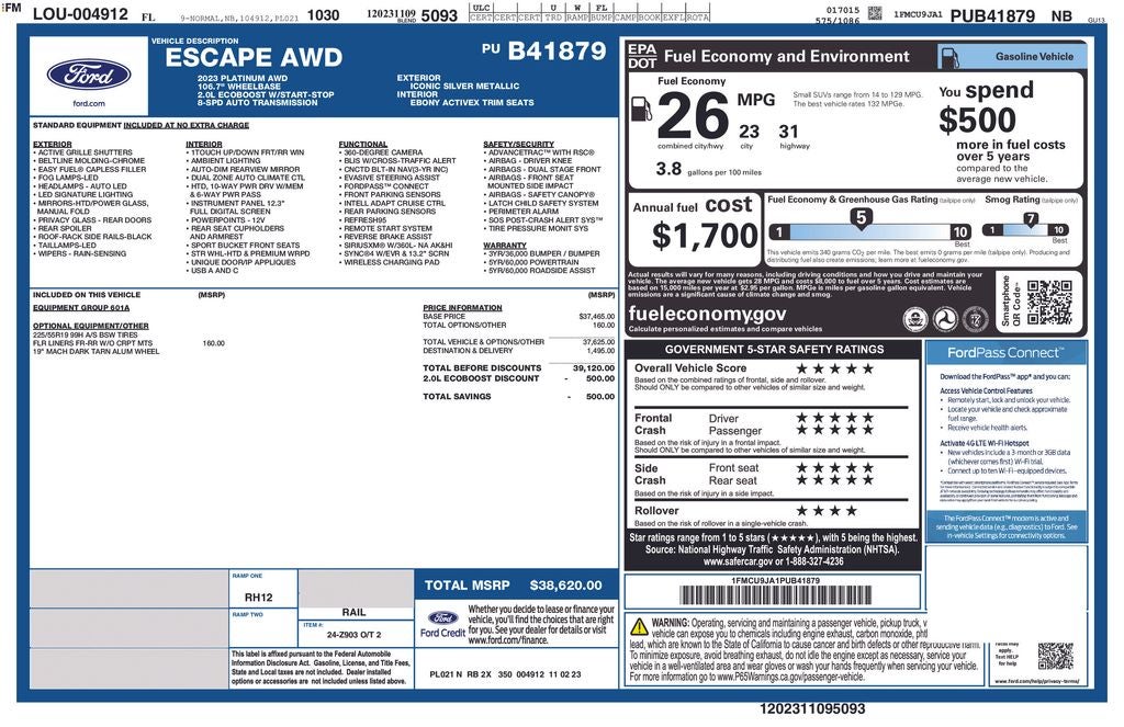 2023 Ford Escape Platinum