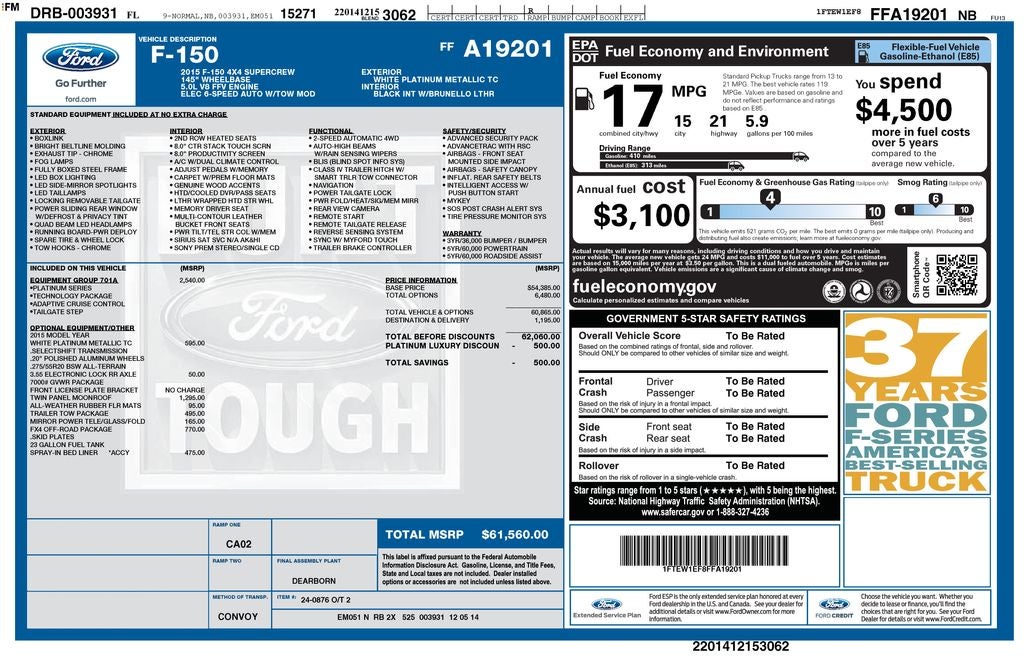 2015 Ford F-150 Platinum