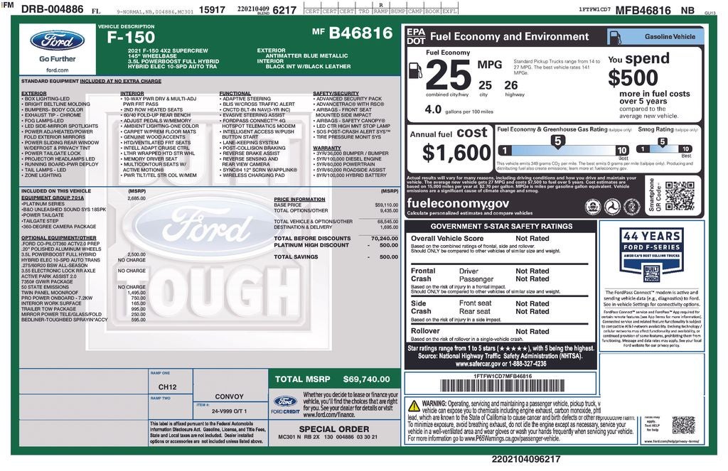 2021 Ford F-150 Platinum
