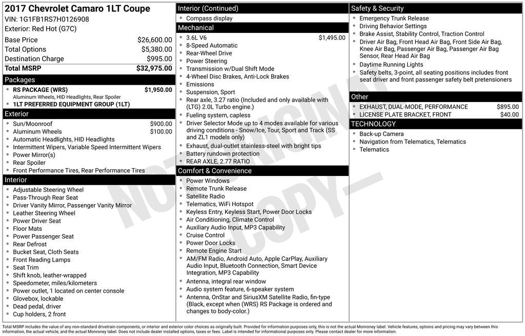 2017 Chevrolet Camaro 1LT