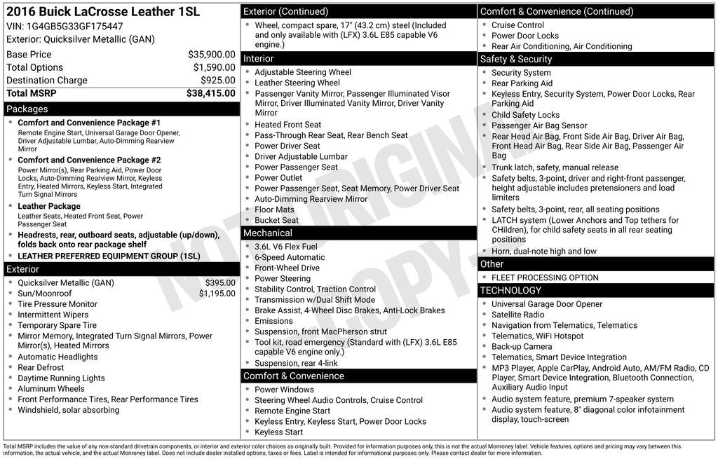 2016 Buick LaCrosse Leather Group