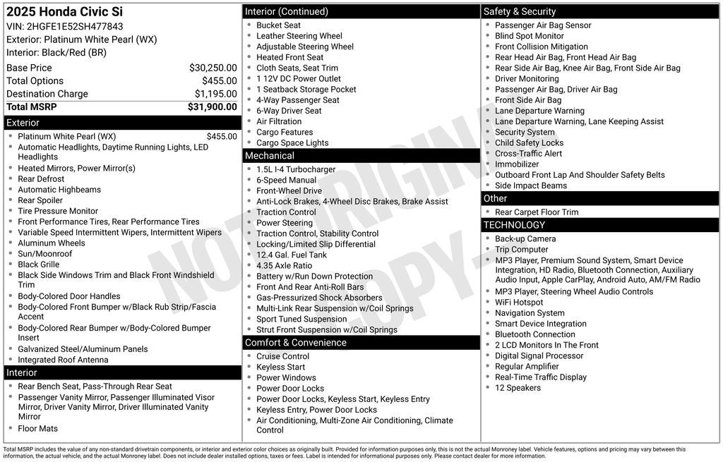 2025 Honda Civic Si Base