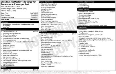 2025 RAM ProMaster 1500 Low Roof
