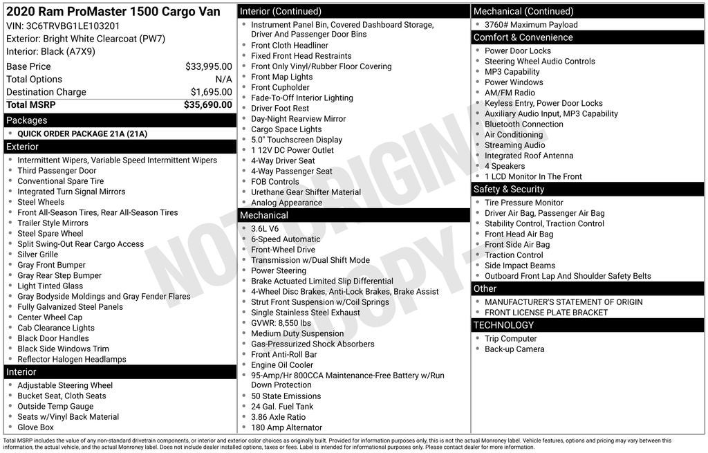 2020 RAM ProMaster 1500 Base