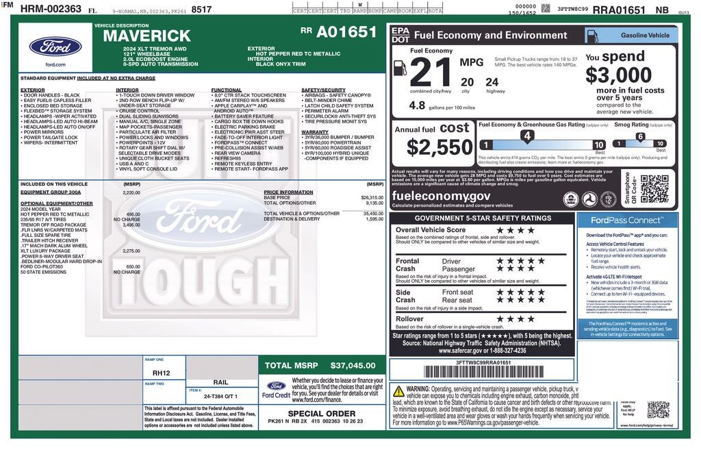 2024 Ford Maverick XLT Tremor