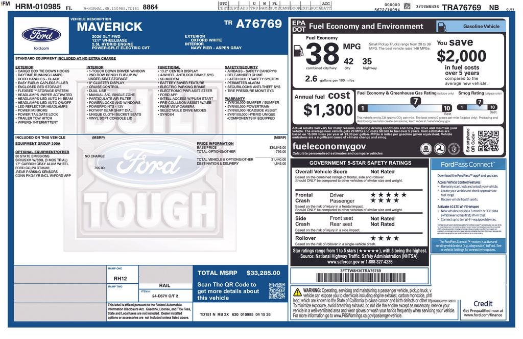 2026 Ford Maverick XLT