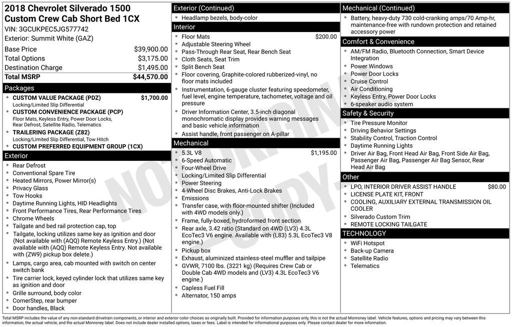 2018 Chevrolet Silverado 1500 Custom