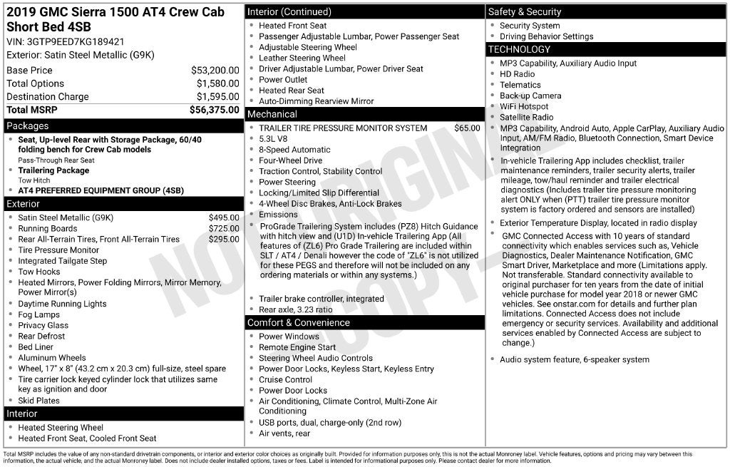 2019 GMC Sierra 1500 AT4