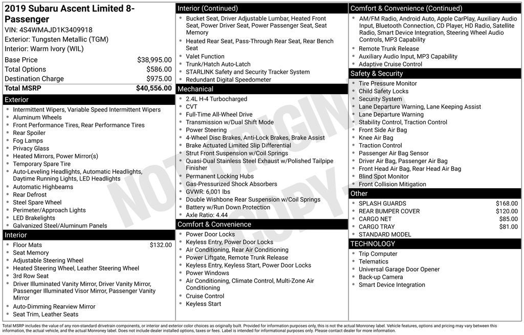 2019 Subaru Ascent Limited