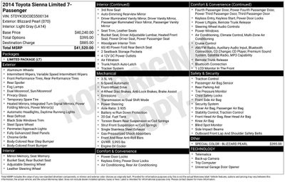 2014 Toyota Sienna Limited 7 Passenger