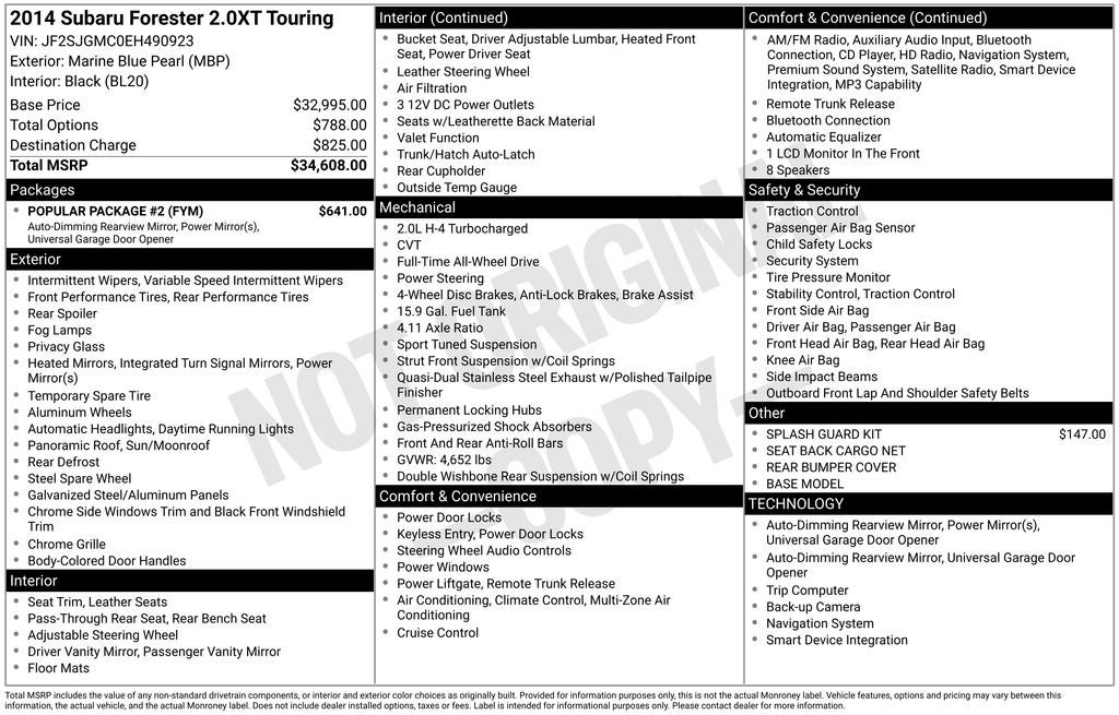 2014 Subaru Forester 2.0XT Touring