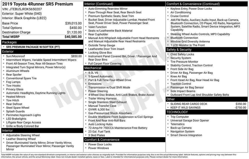 2019 Toyota 4Runner SR5 Premium