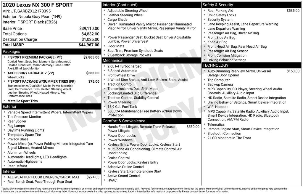 2020 Lexus NX 300 F Sport
