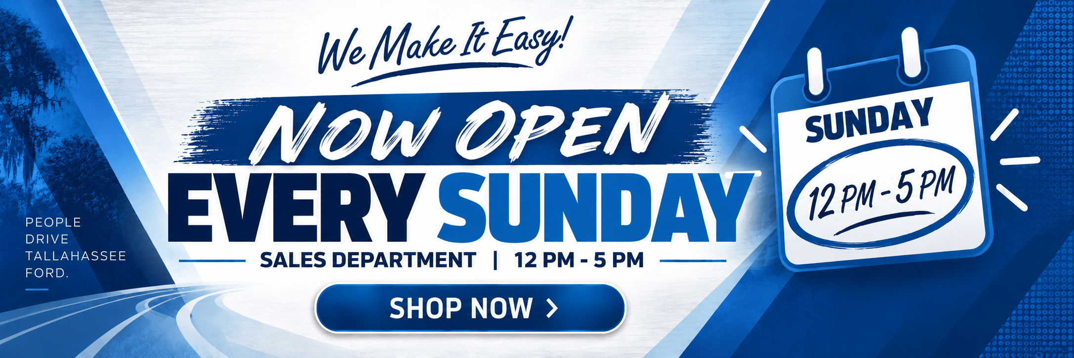 NEW HOURS! We're Open Every Sunday!